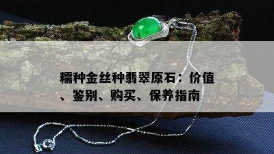 糯种金丝种翡翠原石：价值、鉴别、购买、保养指南