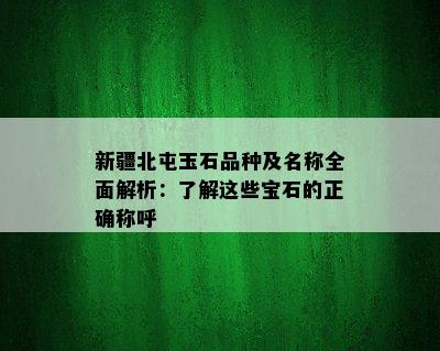 新疆北屯玉石品种及名称全面解析：了解这些宝石的正确称呼