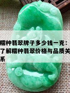 糯种翡翠牌子多少钱一克：了解糯种翡翠价格与品质关系