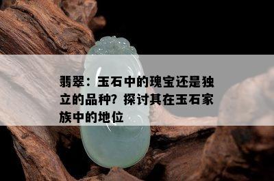 翡翠：玉石中的瑰宝还是独立的品种？探讨其在玉石家族中的地位