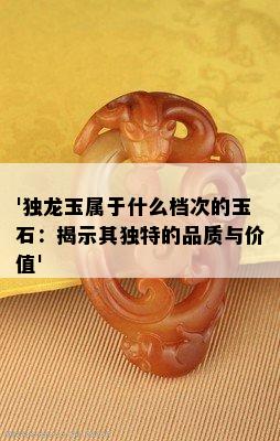 '独龙玉属于什么档次的玉石：揭示其独特的品质与价值'