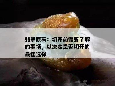 翡翠原石：切开前需要了解的事项，以决定是否切开的更佳选择