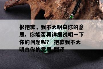 很抱歉，我不太明白你的意思。你能否再详细说明一下你的问题呢？-抱歉我不太明白你的意思 翻译