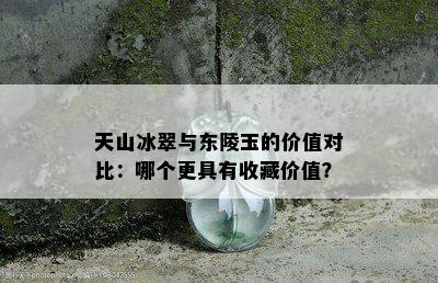 天山冰翠与东陵玉的价值对比：哪个更具有收藏价值？