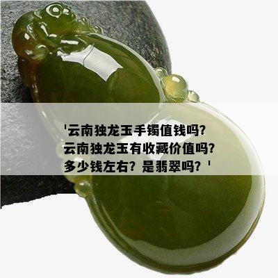 '云南独龙玉手镯值钱吗？云南独龙玉有收藏价值吗？多少钱左右？是翡翠吗？'