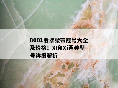 8001翡翠腰带冠号大全及价格：XI和Xi两种型号详细解析