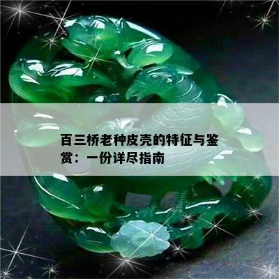 百三桥老种皮壳的特征与鉴赏：一份详尽指南