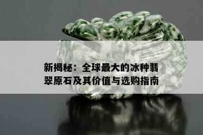 新揭秘：全球更大的冰种翡翠原石及其价值与选购指南