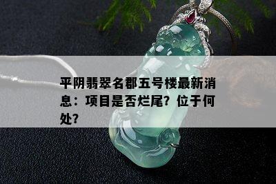 平阴翡翠名郡五号楼最新消息：项目是否烂尾？位于何处？