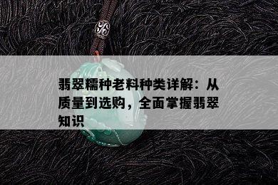 翡翠糯种老料种类详解：从质量到选购，全面掌握翡翠知识