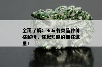 全面了解：玉石各类品种价格解析，你想知道的都在这里！