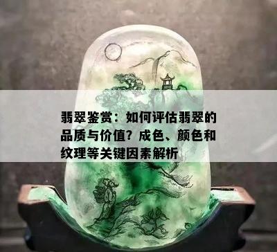 翡翠鉴赏：如何评估翡翠的品质与价值？成色、颜色和纹理等关键因素解析