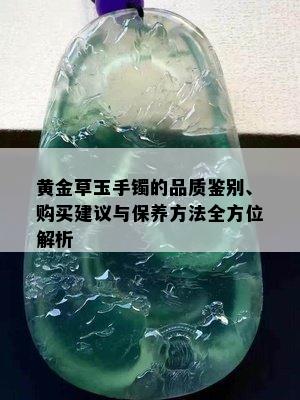 黄金草玉手镯的品质鉴别、购买建议与保养方法全方位解析