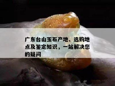 广东台山玉石产地、选购地点及鉴定知识，一站解决您的疑问