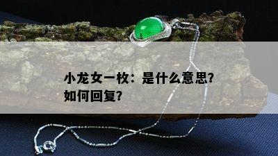 小龙女一枚：是什么意思？如何回复？