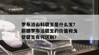 罗布泊山料碧玉是什么玉？新疆罗布泊碧玉的价值和戈壁碧玉有何区别？