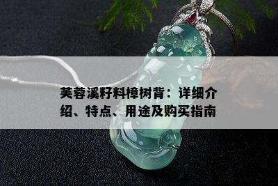 芙蓉溪籽料樟树背：详细介绍、特点、用途及购买指南