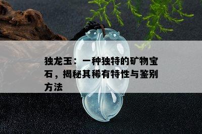 独龙玉：一种独特的矿物宝石，揭秘其稀有特性与鉴别方法