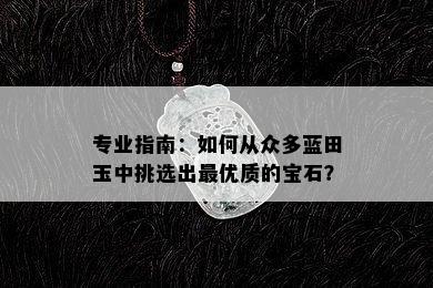 专业指南：如何从众多蓝田玉中挑选出更优质的宝石？