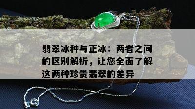 翡翠冰种与正冰：两者之间的区别解析，让您全面了解这两种珍贵翡翠的差异