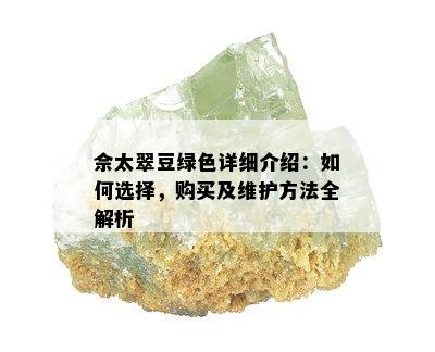 佘太翠豆绿色详细介绍：如何选择，购买及维护方法全解析