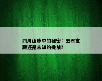 四川山脉中的秘密：玉石宝藏还是未知的挑战？