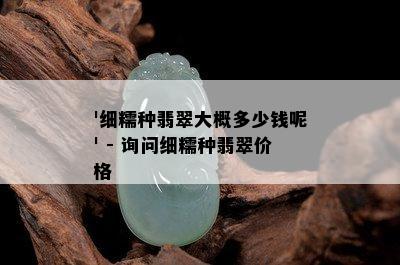 '细糯种翡翠大概多少钱呢' - 询问细糯种翡翠价格