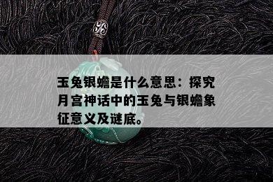 玉兔银蟾是什么意思：探究月宫神话中的玉兔与银蟾象征意义及谜底。