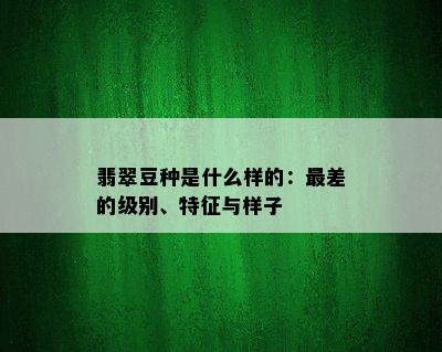 翡翠豆种是什么样的：最差的级别、特征与样子