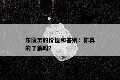 东陵玉的价值和鉴别：你真的了解吗？