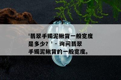 '翡翠手镯泥鳅背一般宽度是多少？' - 询问翡翠手镯泥鳅背的一般宽度。