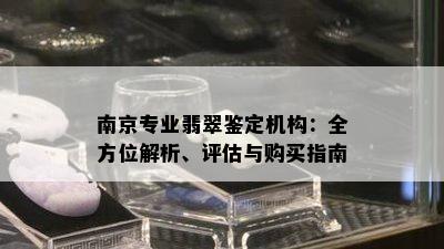 南京专业翡翠鉴定机构：全方位解析、评估与购买指南