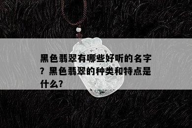 黑色翡翠有哪些好听的名字？黑色翡翠的种类和特点是什么？