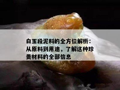 白玉段泥料的全方位解析：从原料到用途，了解这种珍贵材料的全部信息