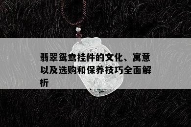 翡翠鸳鸯挂件的文化、寓意以及选购和保养技巧全面解析