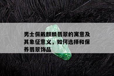 男士佩戴麒麟翡翠的寓意及其象征意义，如何选择和保养翡翠饰品