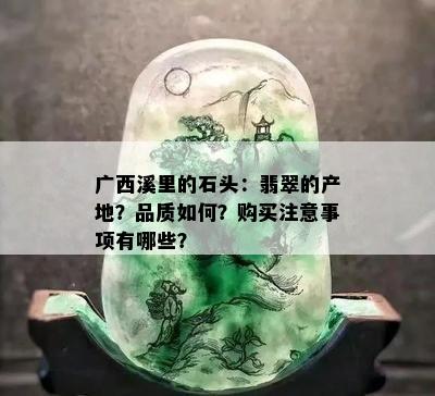 广西溪里的石头：翡翠的产地？品质如何？购买注意事项有哪些？