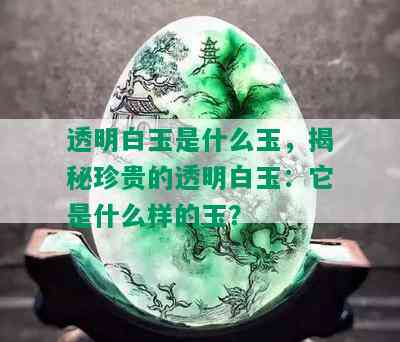 透明白玉是什么玉，揭秘珍贵的透明白玉：它是什么样的玉？