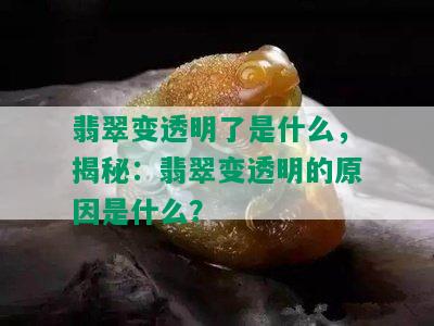 翡翠变透明了是什么，揭秘：翡翠变透明的原因是什么？