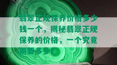 翡翠正规保养价格多少钱一个，揭秘翡翠正规保养的价格，一个究竟需要多少？