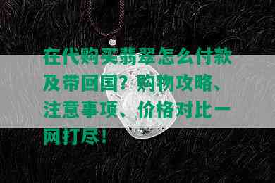 在代购买翡翠怎么付款及带回国？购物攻略、注意事项、价格对比一网打尽！