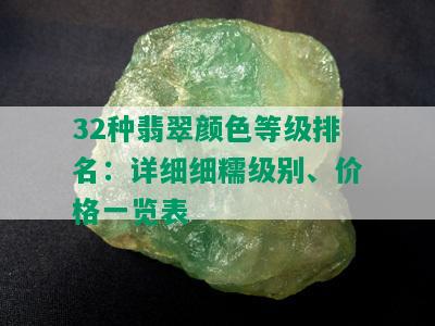 32种翡翠颜色等级排名：详细细糯级别、价格一览表