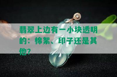 翡翠上边有一小块透明的：棉絮、印子还是其他？