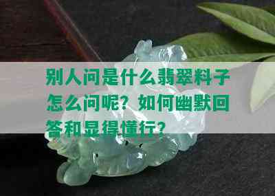 别人问是什么翡翠料子怎么问呢？如何幽默回答和显得懂行？