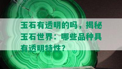 玉石有透明的吗，揭秘玉石世界：哪些品种具有透明特性？