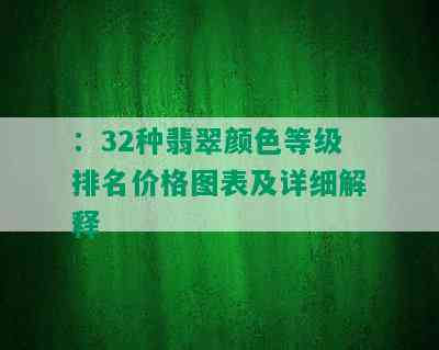 ：32种翡翠颜色等级排名价格图表及详细解释