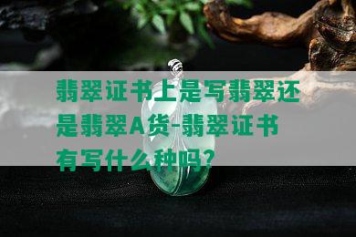 翡翠证书上是写翡翠还是翡翠A货-翡翠证书有写什么种吗?