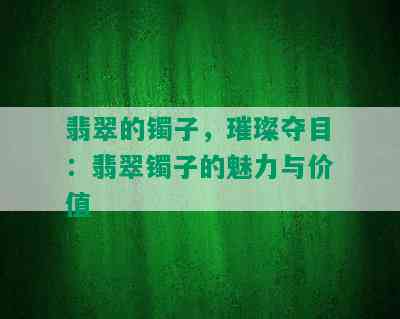 翡翠的镯子，璀璨夺目：翡翠镯子的魅力与价值