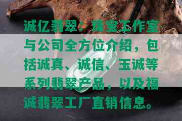 诚亿翡翠：珠宝工作室与公司全方位介绍，包括诚真、诚信、玉诚等系列翡翠产品，以及福诚翡翠工厂直销信息。