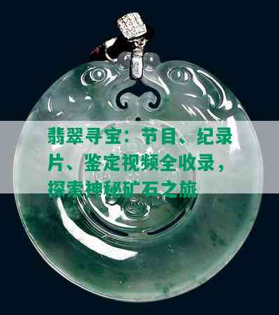 翡翠寻宝：节目、纪录片、鉴定视频全收录，探索神秘矿石之旅